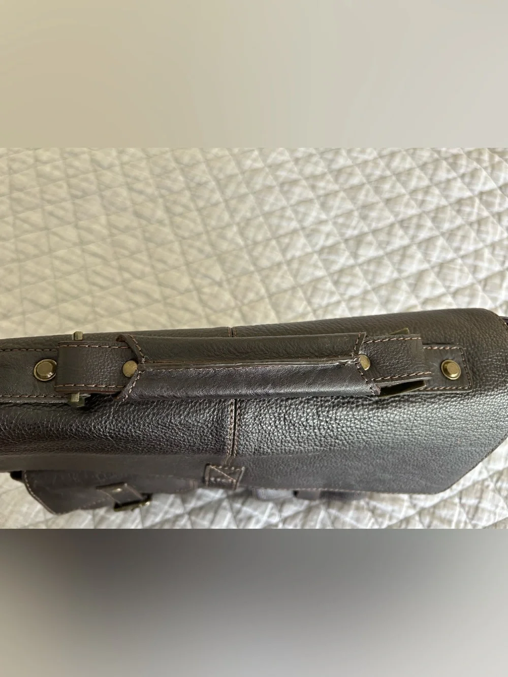 Barbour Brown Leather City Bag Briefcase No Shoulder Strap